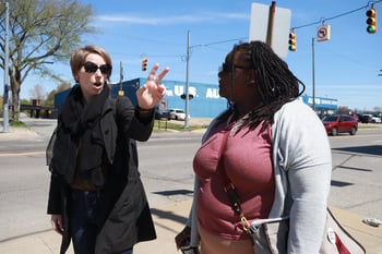 Program Manager Adriana Walker meets with Woodbridge NDC staff